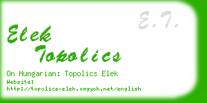 elek topolics business card